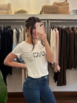 T-shirt Liujo con logo e perle
