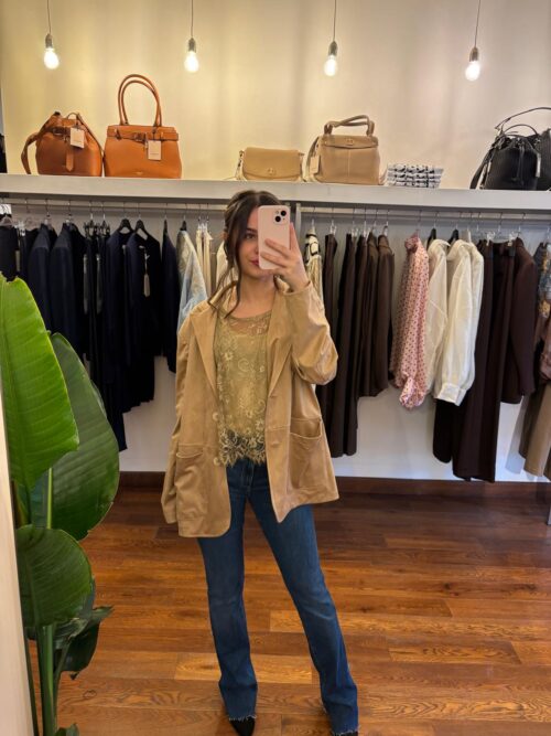 Blazer in suede cammello - immagine 2