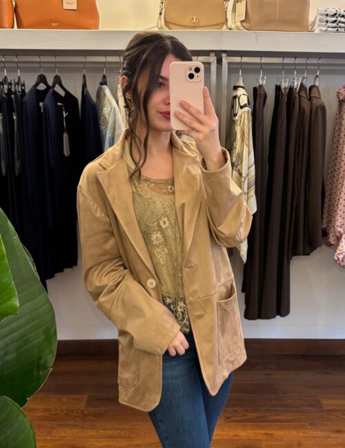 Blazer in suede cammello