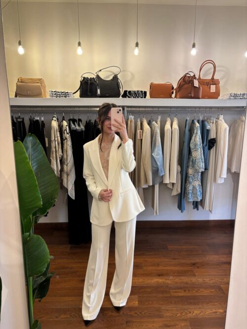Blazer tessuto fluido bianco - immagine 3