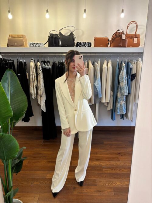 Pantalone in tessuto fluido bianco - immagine 2
