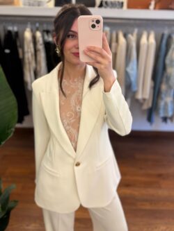 Blazer tessuto fluido bianco