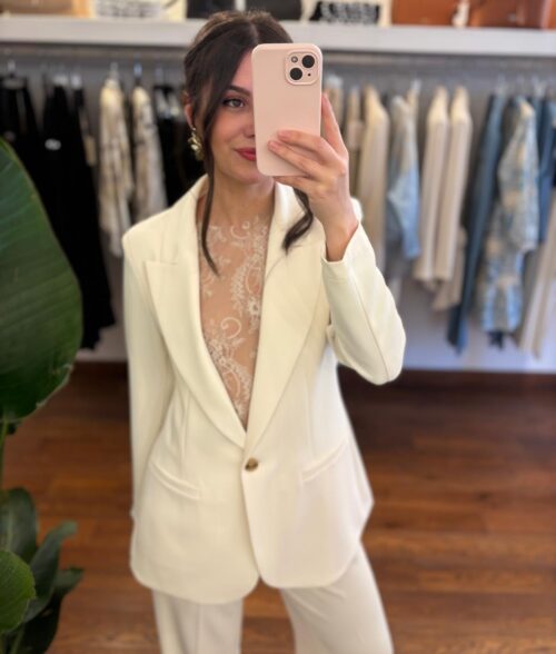 Blazer tessuto fluido bianco