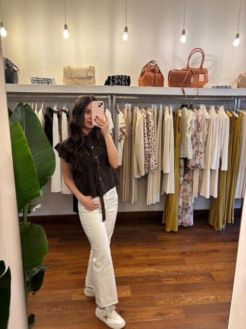 Pantalone trombetta Tensione-In latte - immagine 2